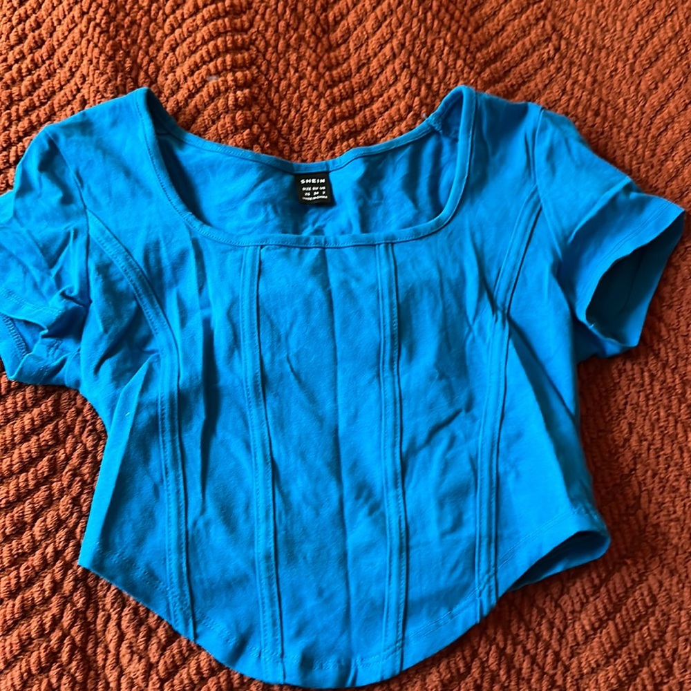 Corset like blue crop tee